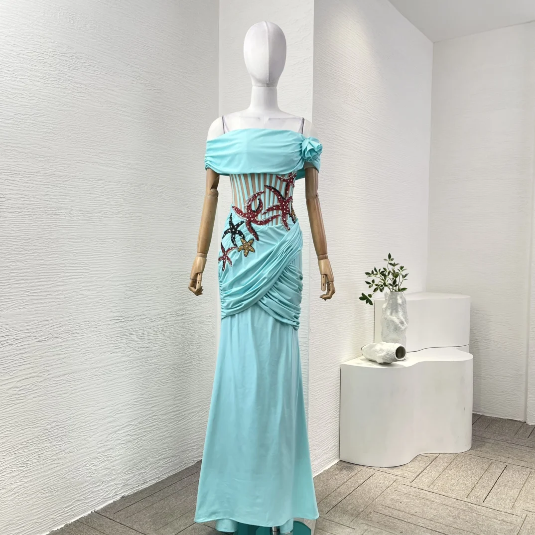 2024 Blue Diamonds Flowers Ruched Off The Shoulder Slim Fit Tube Maxi Women’s Dresses for Party
2024 Blue Diamonds Flowers Ruched Off The Shoulder Slim Fit Tube Maxi Women’s Dresses for Party