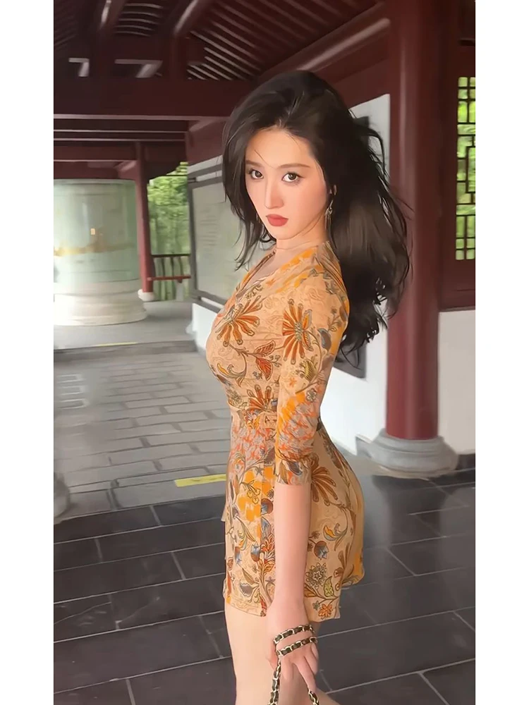 Sexy Retro V-neck One-piece Summer Dress for Women Sweet Style Slim Fit Other Material Spring Summer Short Length Side Zipper
Sexy Retro V-neck One-piece Summer Dress for Women Sweet Style Slim Fit Other Material Spring Summer Short Length Side Zipper