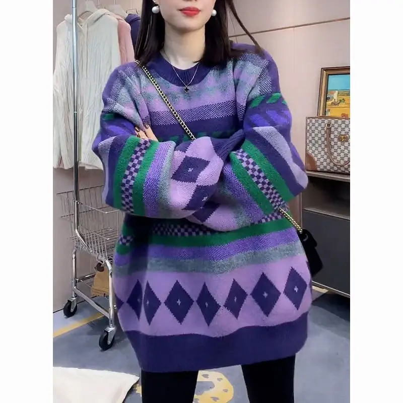Design contrast color patchwork knit pullover women 2023 spring new o neck long-sleeve warm versatile sweater pullover female
Design contrast color patchwork knit pullover women 2023 spring new o neck long-sleeve warm versatile sweater pullover female