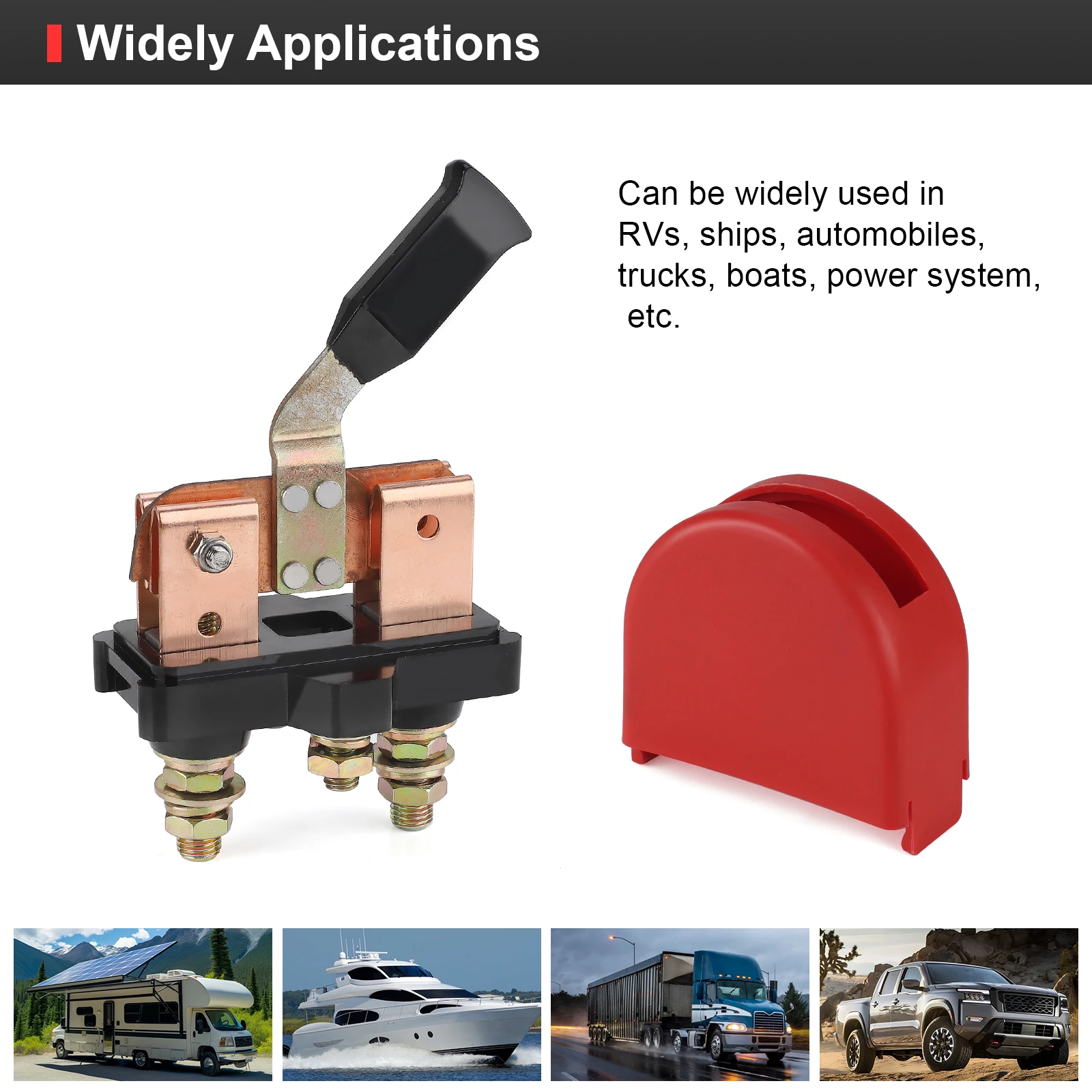 White/red E-108 battery disconnect switch, applicable; Cars, boats, etc
White/red E-108 battery disconnect switch, applicable; Cars, boats, etc