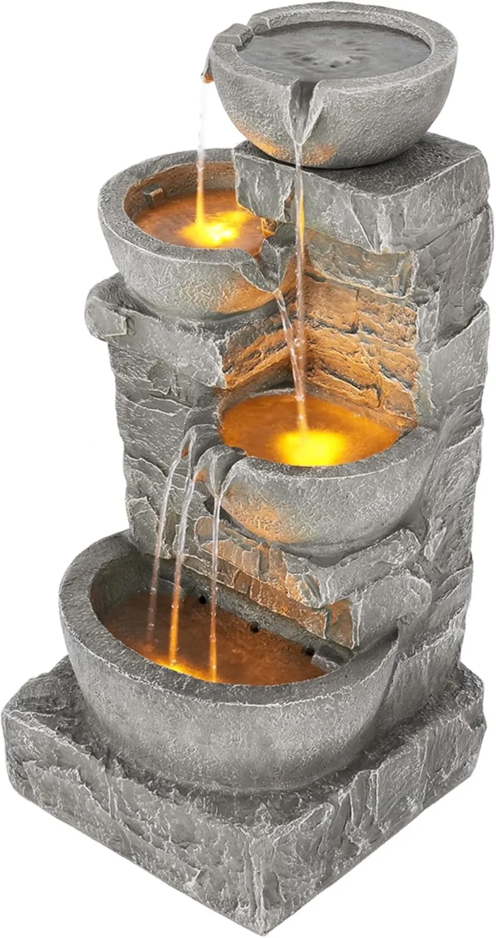 33.25 in. Cascading Bowls and Stacked Stones LED Outdoor Water Fountain for Gardens, Landscaping,Patios,Balconies,Stone Gray
33.25 in. Cascading Bowls and Stacked Stones LED Outdoor Water Fountain for Gardens, Landscaping,Patios,Balconies,Stone Gray