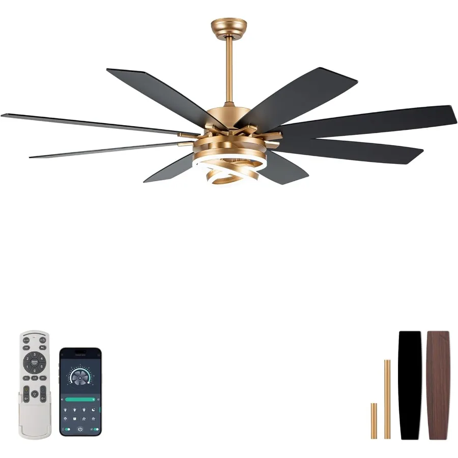 72-дюймовый золотой современный потолочный вентилятор со встроенным светодиодным освещением, 6 скоростей, функция реверсивного вращения, таймер, идеально подходит для La
72-дюймовый золотой современный потолочный вентилятор со встроенным светодиодным освещением, 6 скоростей, функция реверсивного вращения, таймер, идеально подходит для La