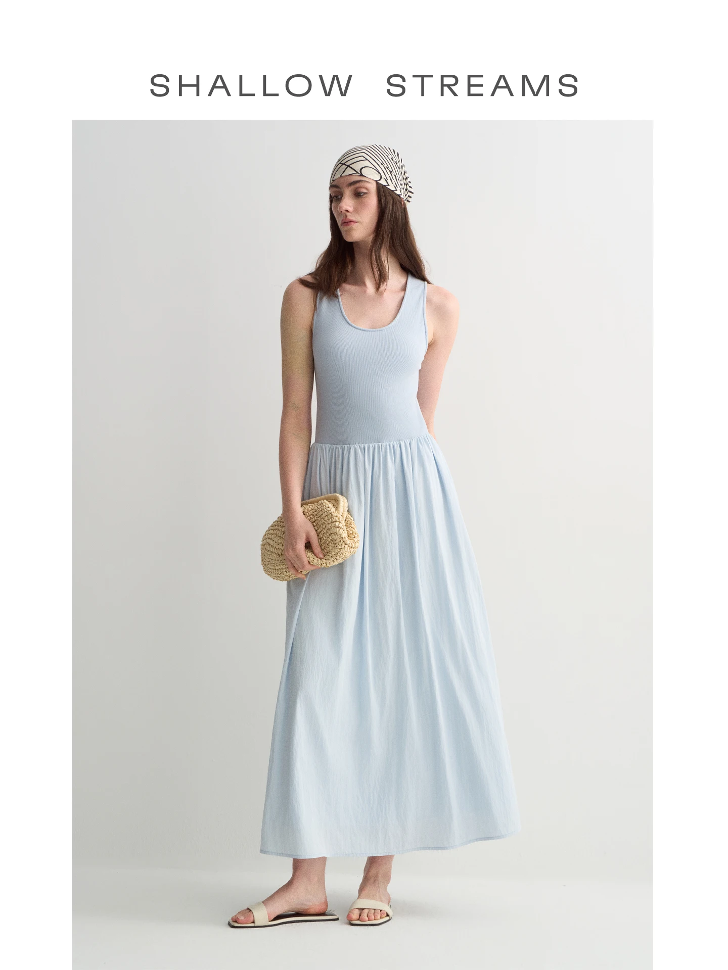 Blue Knitted Vest Dress Splice U-Neck Loose Fit Casual French Style Regenerated Cellulose Fiber Cotton Polyester A-Line Skirt
Blue Knitted Vest Dress Splice U-Neck Loose Fit Casual French Style Regenerated Cellulose Fiber Cotton Polyester A-Line Skirt