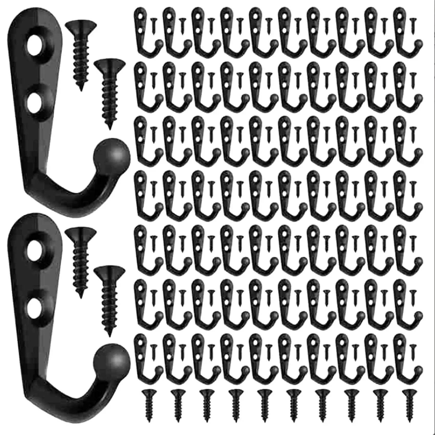 Hot 100 Pieces Of Double-Hole Wall Mounted Single Hook Robe Hook Coat Hook and 210 Pieces Of Screws for Hanging Key Hook 
Hot 100 Pieces Of Double-Hole Wall Mounted Single Hook Robe Hook Coat Hook and 210 Pieces Of Screws for Hanging Key Hook