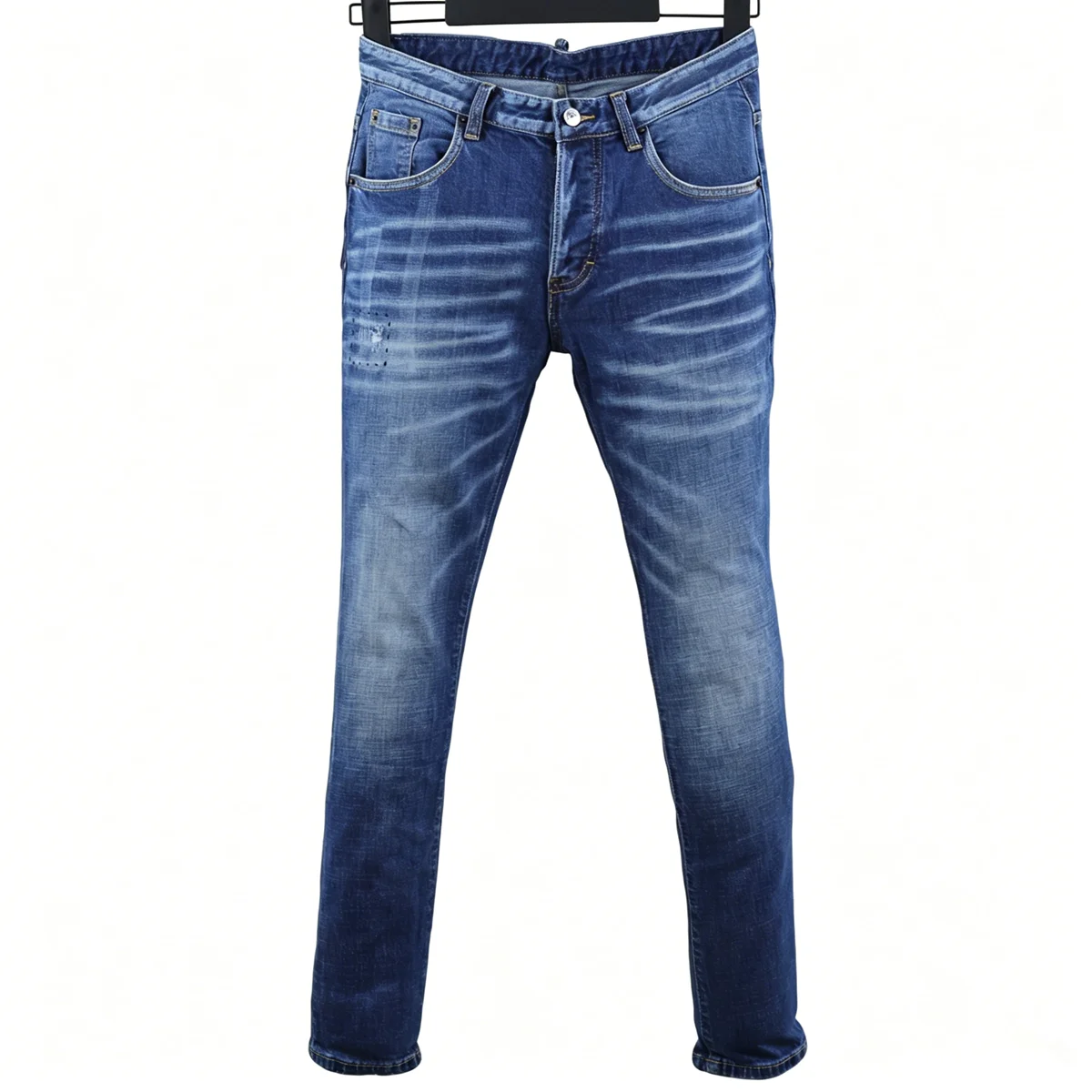 6046 Four Seasons New Men's Ripped Jeans Fashion Patch Broken Ink Paint Stretch Slim Fit Skinny Pants Blue
6046 Four Seasons New Men's Ripped Jeans Fashion Patch Broken Ink Paint Stretch Slim Fit Skinny Pants Blue