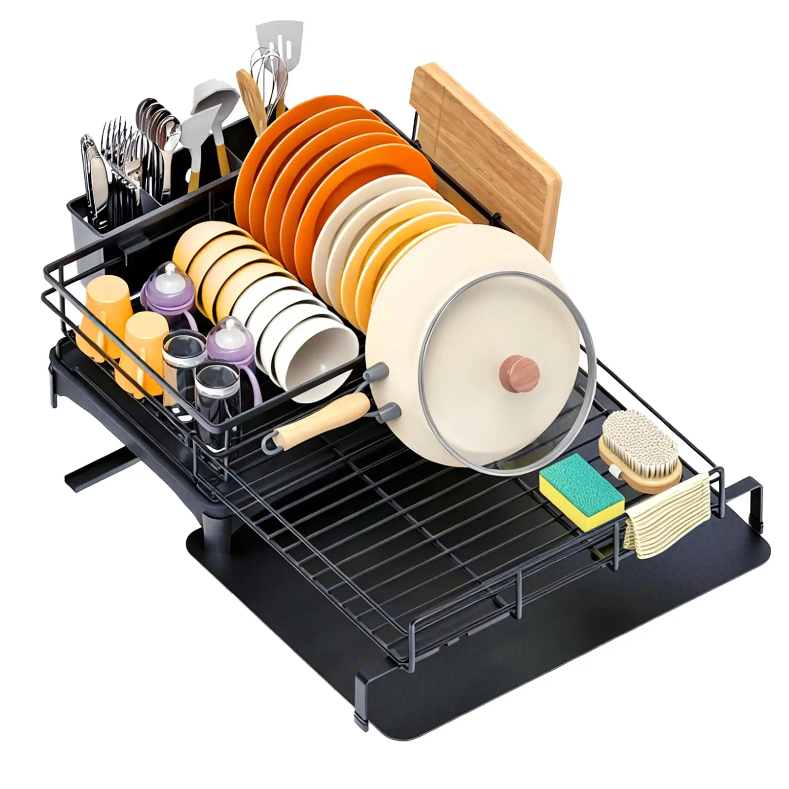 4-In-1 Extendable Dish Drying Rack Large Capacity Modular Organizer Tool-Free Drainer With Self-Draining Tray Rust Resistant
4-In-1 Extendable Dish Drying Rack Large Capacity Modular Organizer Tool-Free Drainer With Self-Draining Tray Rust Resistant