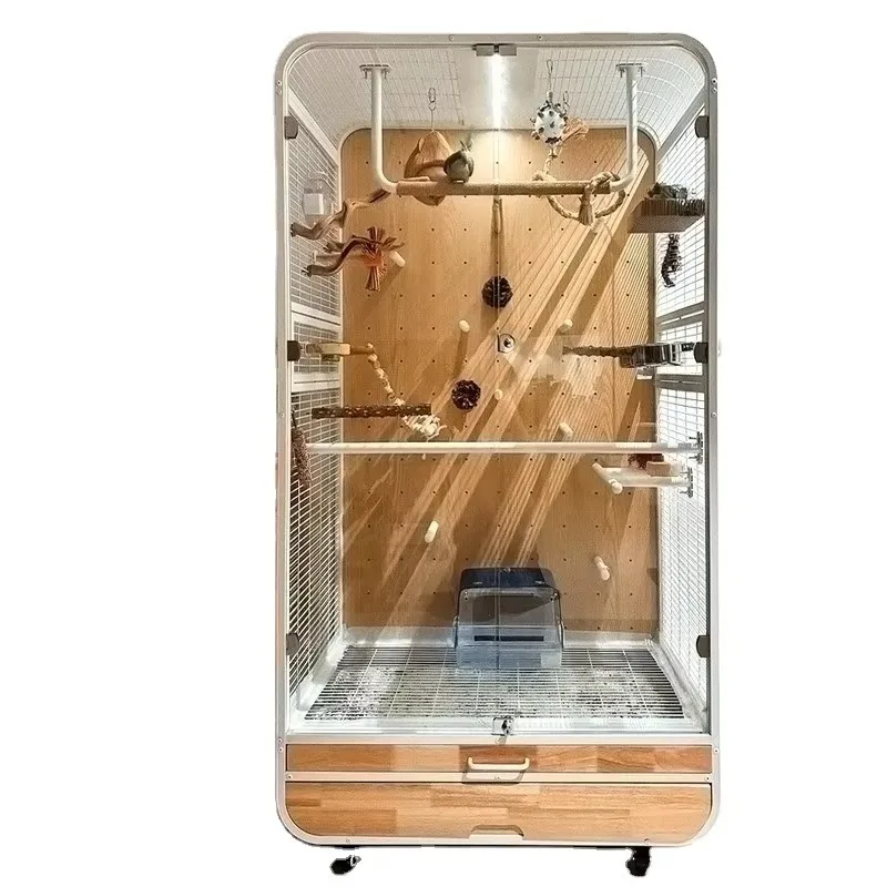 Large Movable Parrot Bird Cage with Solid Wood and Ironwork Panoramic Design
Large Movable Parrot Bird Cage with Solid Wood and Ironwork Panoramic Design