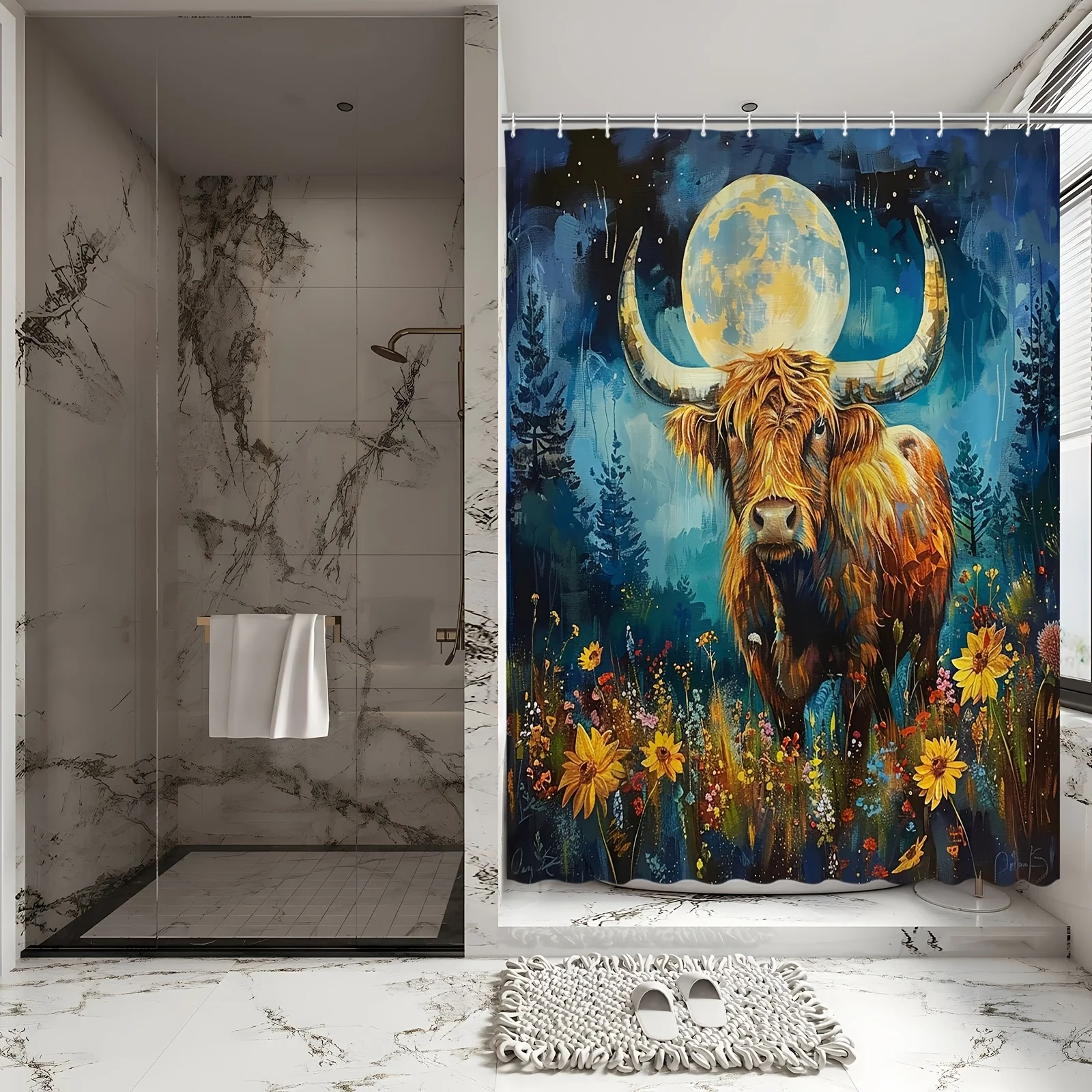 Мистическая занавеска для ванны из горной коровы — лунный лес и полевые цветы, водонепроницаемый домашний декор добавляет художественное очарование к вашей ванной комнату
Мистическая занавеска для ванны из горной коровы — лунный лес и полевые цветы, водонепроницаемый домашний декор добавляет художественное очарование к вашей ванной комнату