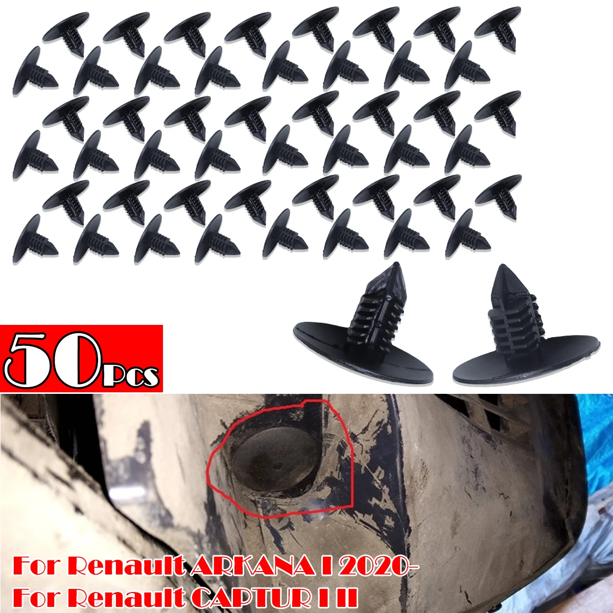 50pc Car Wheel Arch Liner Splash guard Clips Plastic Fastener For Renault ARKANA I CAPTUR I II 7703077435 Tool-Free Installation
50pc Car Wheel Arch Liner Splash guard Clips Plastic Fastener For Renault ARKANA I CAPTUR I II 7703077435 Tool-Free Installation