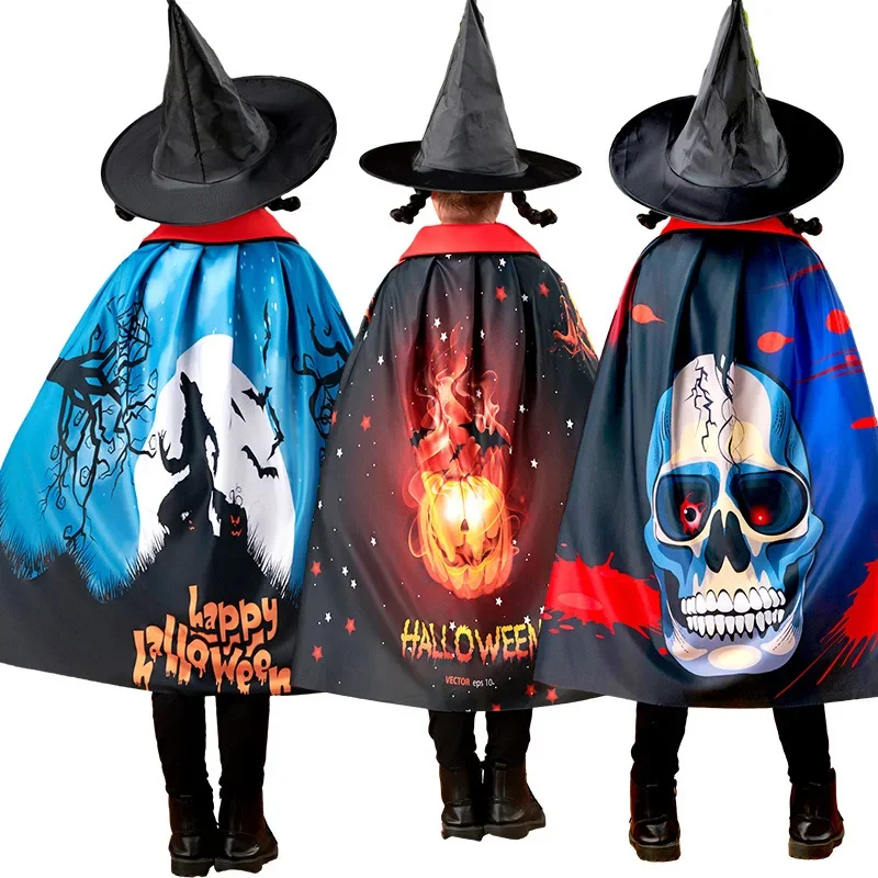 Halloween Children's Pumpkin Wizard Cosplay Cloak 80-140cm Tall Kids Skeleton Cape Hat Set 3D Printed Performance Costume
Halloween Children's Pumpkin Wizard Cosplay Cloak 80-140cm Tall Kids Skeleton Cape Hat Set 3D Printed Performance Costume