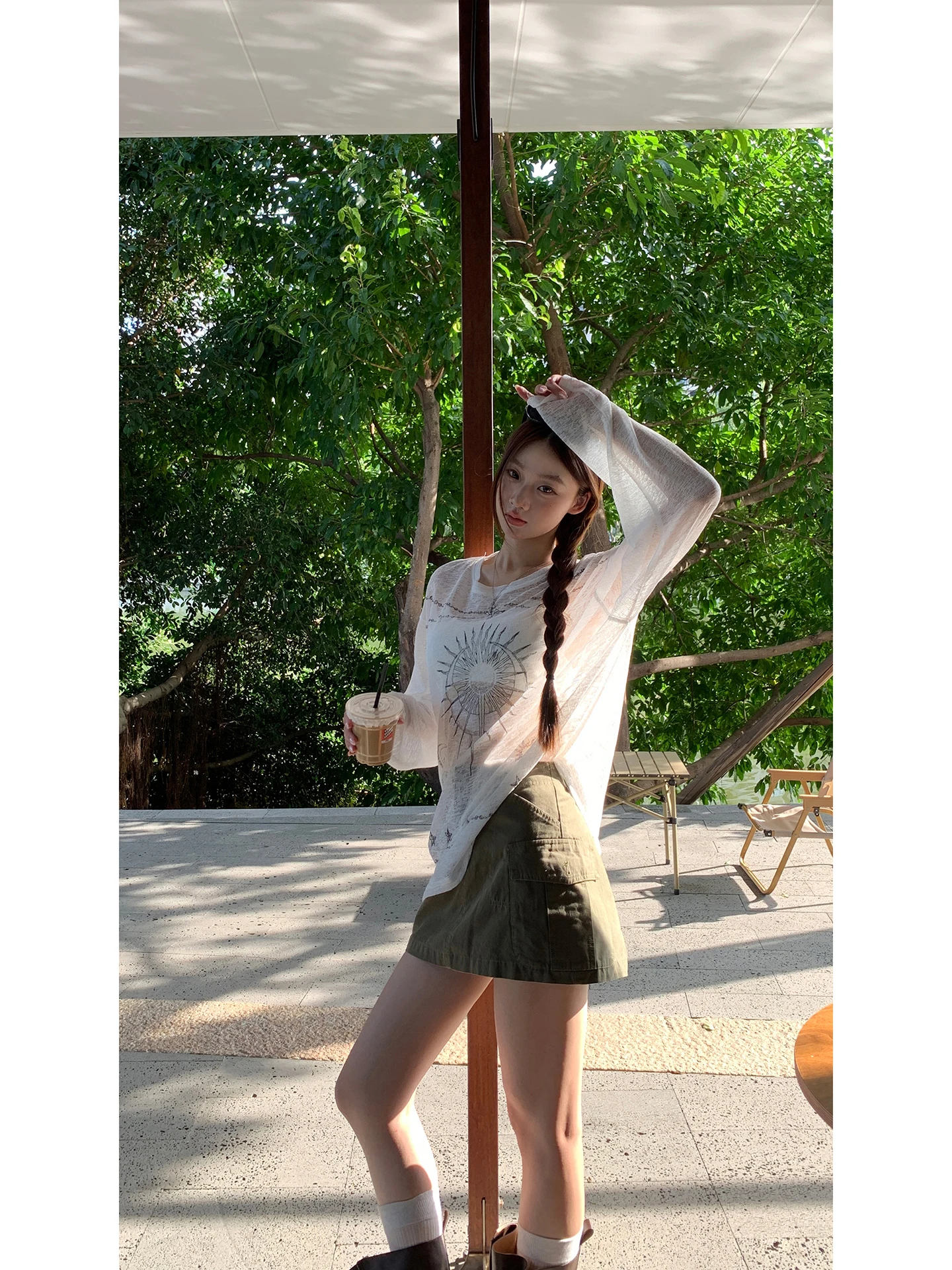 Sun Protection Long Sve irt Women's Summer Loose Fit Trendy White Top Commute Sle Polyester Fiber round Ne Mid-Length
Sun Protection Long Sve irt Women's Summer Loose Fit Trendy White Top Commute Sle Polyester Fiber round Ne Mid-Length