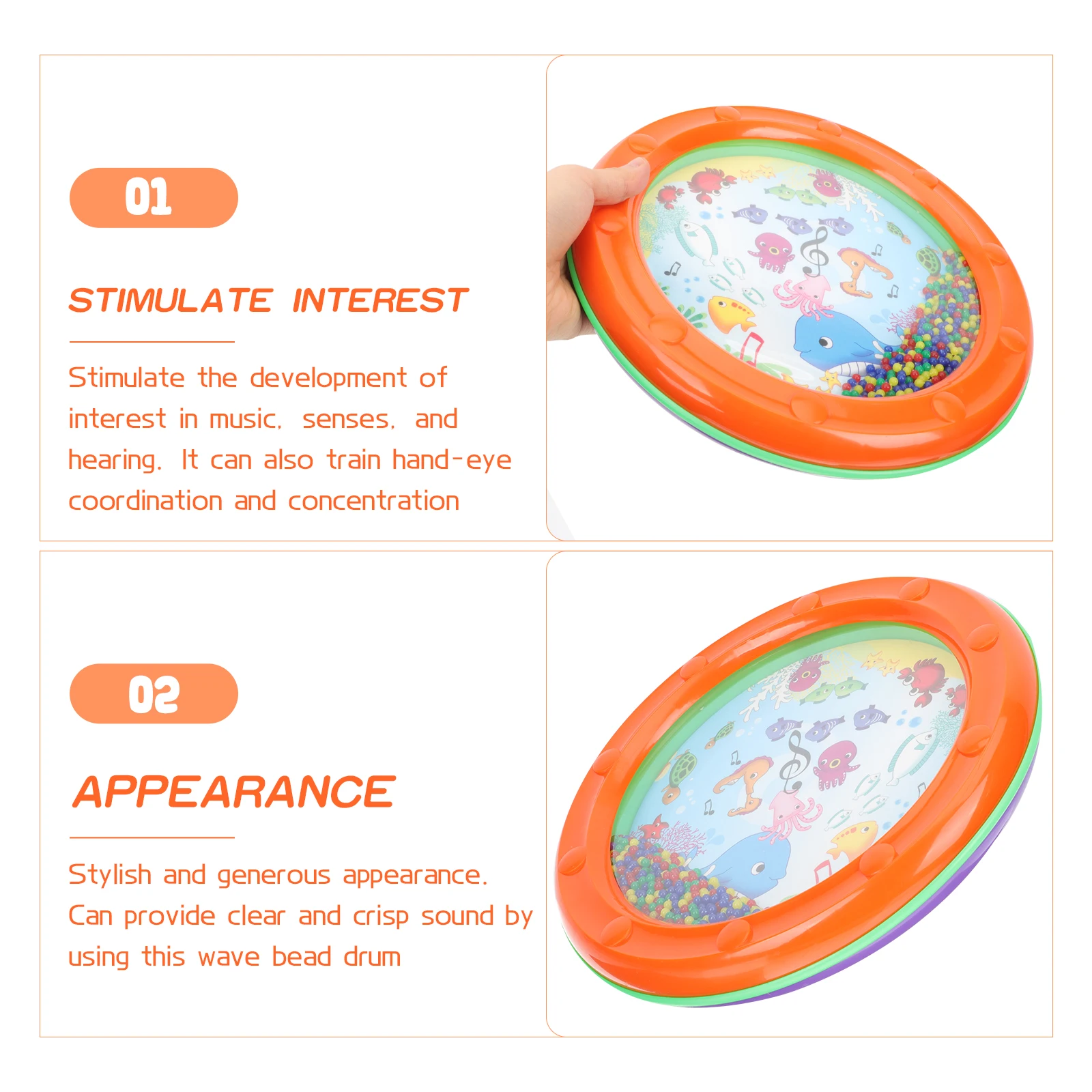 Ocean Hand Drum Percussion Instrument Children Educational Toy Sturdy Sea Sound Musical Drum Crisp for Toddler
Ocean Hand Drum Percussion Instrument Children Educational Toy Sturdy Sea Sound Musical Drum Crisp for Toddler