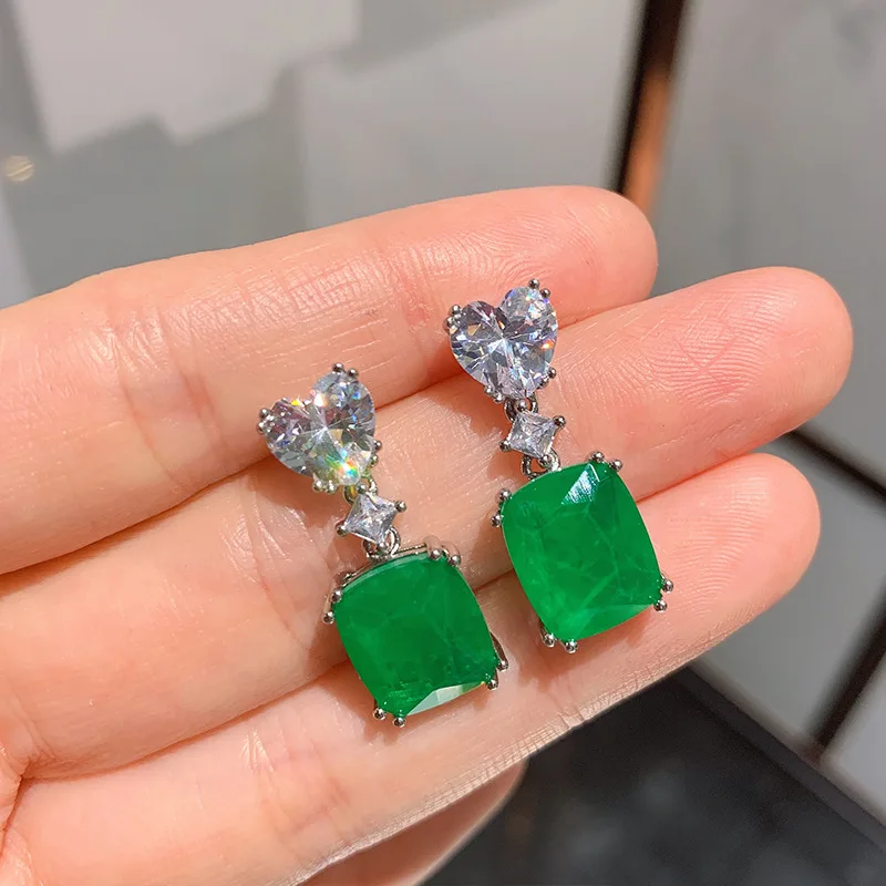 Colorful Jewelry Paraiba Earrings Luxurious Emerald Stud Earrings for Women Micro Pave Jewelry
Colorful Jewelry Paraiba Earrings Luxurious Emerald Stud Earrings for Women Micro Pave Jewelry