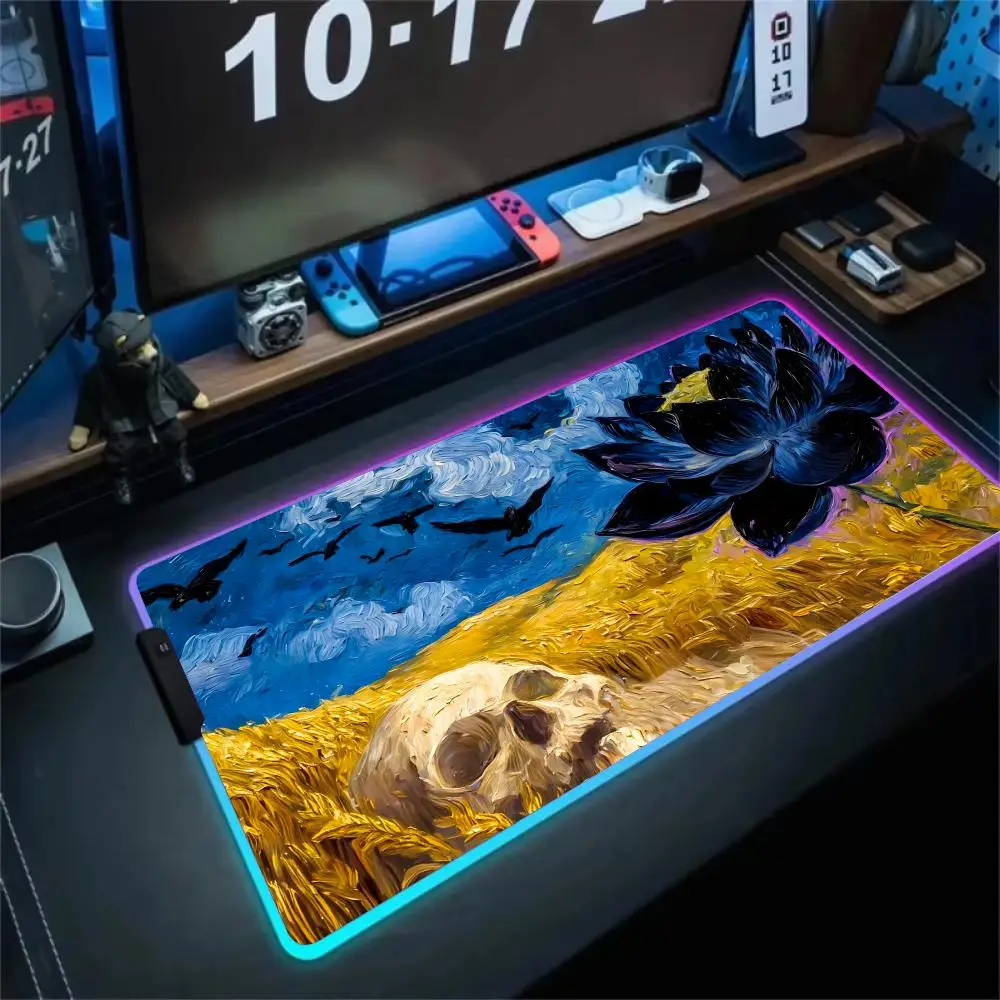 Коврик для мыши RGB Art Skull и черный лотос, светодиодный светящийся игровой коврик, резиновый противоскользящий настольный коврик, аксессуары для ПК, игровая клавиатура, коврик для мыши
Коврик для мыши RGB Art Skull и черный лотос, светодиодный светящийся игровой коврик, резиновый противоскользящий настольный коврик, аксессуары для ПК, игровая клавиатура, коврик для мыши