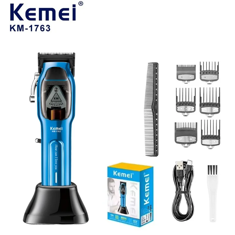 Kemei Barber High Speed Motor 9000 RPM Electric Hair Clipper Rechargeable Professional Hair Trimmer With Charging baseKM-1763
Kemei Barber High Speed Motor 9000 RPM Electric Hair Clipper Rechargeable Professional Hair Trimmer With Charging baseKM-1763