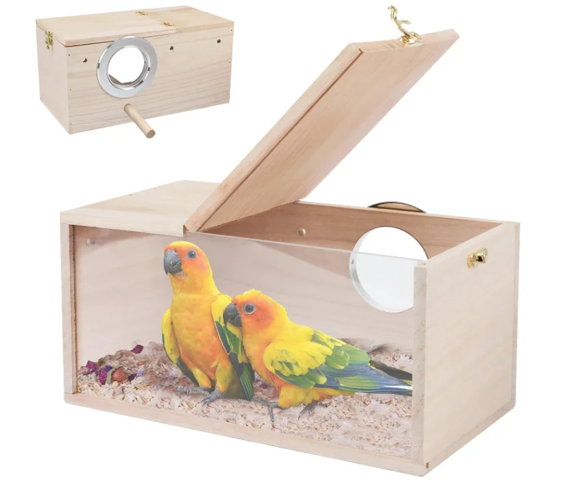 New Outdoor Garden Decoration Bird House Transparent Visible Black Wind Budgerigar Wooden Breeding Box Bird Nest
New Outdoor Garden Decoration Bird House Transparent Visible Black Wind Budgerigar Wooden Breeding Box Bird Nest