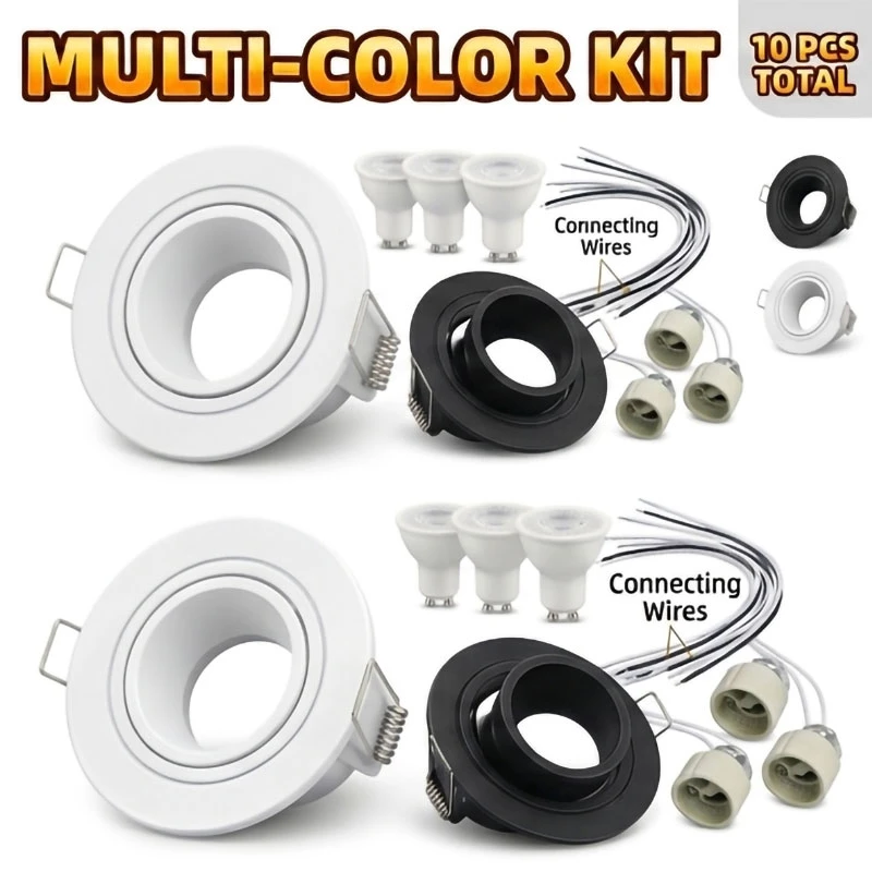 10PCS GU10 LED Downlight Kit Recessed Ceiling Spotlights Set PVC Frame Holder Black White Adjustable Angle Home Lighting Fixture
10PCS GU10 LED Downlight Kit Recessed Ceiling Spotlights Set PVC Frame Holder Black White Adjustable Angle Home Lighting Fixture