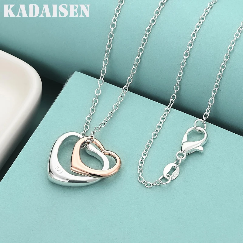 925 Sterling Silver Double Love Heart 16-30 Inches Pendant Necklace For Women Wedding Party Gift Fashion Jewelry
925 Sterling Silver Double Love Heart 16-30 Inches Pendant Necklace For Women Wedding Party Gift Fashion Jewelry