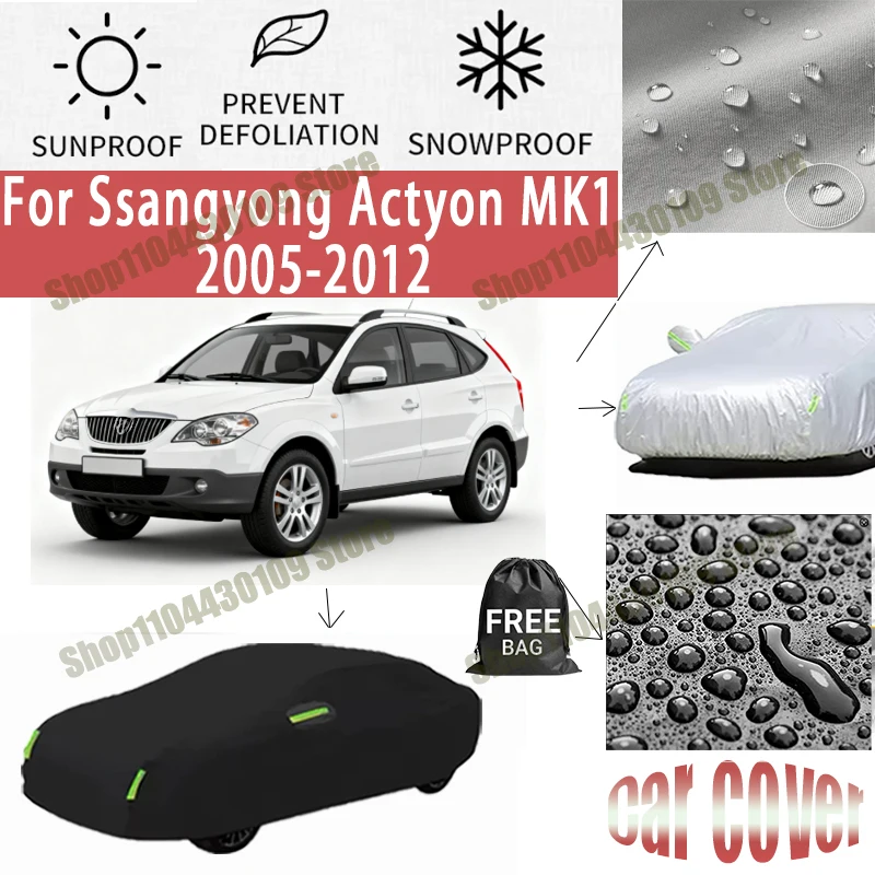 For Ssangyong Actyon MK1 2005-2012 Car Cover Outdoor Waterproof Snowproof Sunshade, Winter & Summer Auto Protection
For Ssangyong Actyon MK1 2005-2012 Car Cover Outdoor Waterproof Snowproof Sunshade, Winter & Summer Auto Protection