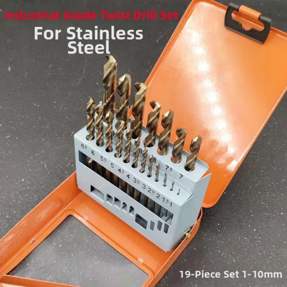 19 Piece Cobalt Twist Drill Bit Set for Metal Drilling with High Speed Steel for Stainless Steel and Cast Iron Cutting
19 Piece Cobalt Twist Drill Bit Set for Metal Drilling with High Speed Steel for Stainless Steel and Cast Iron Cutting