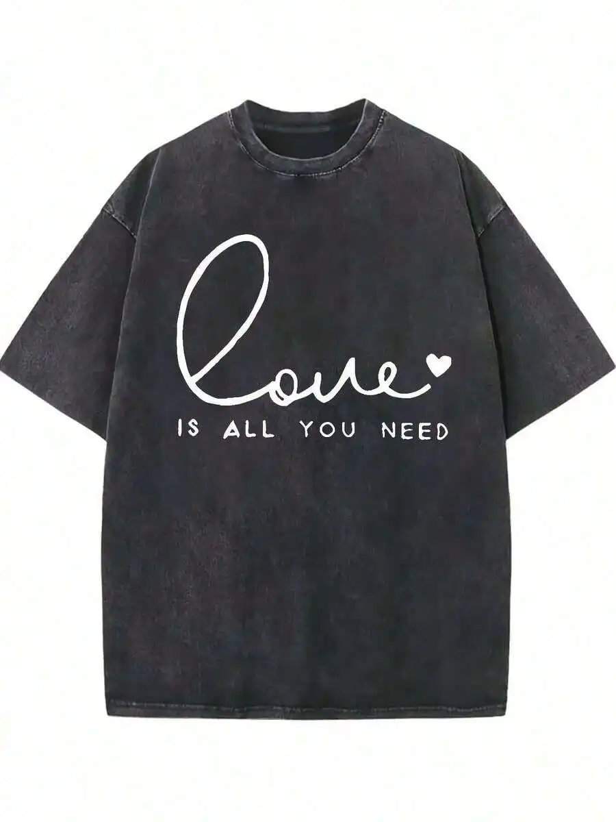 Washed Cotton Vintage Graphic Tee Women Round Neck Short Sleeve Love Is All You Need
Washed Cotton Vintage Graphic Tee Women Round Neck Short Sleeve Love Is All You Need