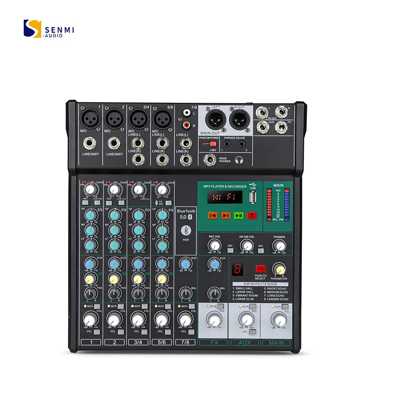 SUM-SR8 professional 8 Channel Music Mixing Console With USB MP3 Computer Input 48V Phantom Power DJ audio Mixer FX 16-Bit DSP
SUM-SR8 professional 8 Channel Music Mixing Console With USB MP3 Computer Input 48V Phantom Power DJ audio Mixer FX 16-Bit DSP