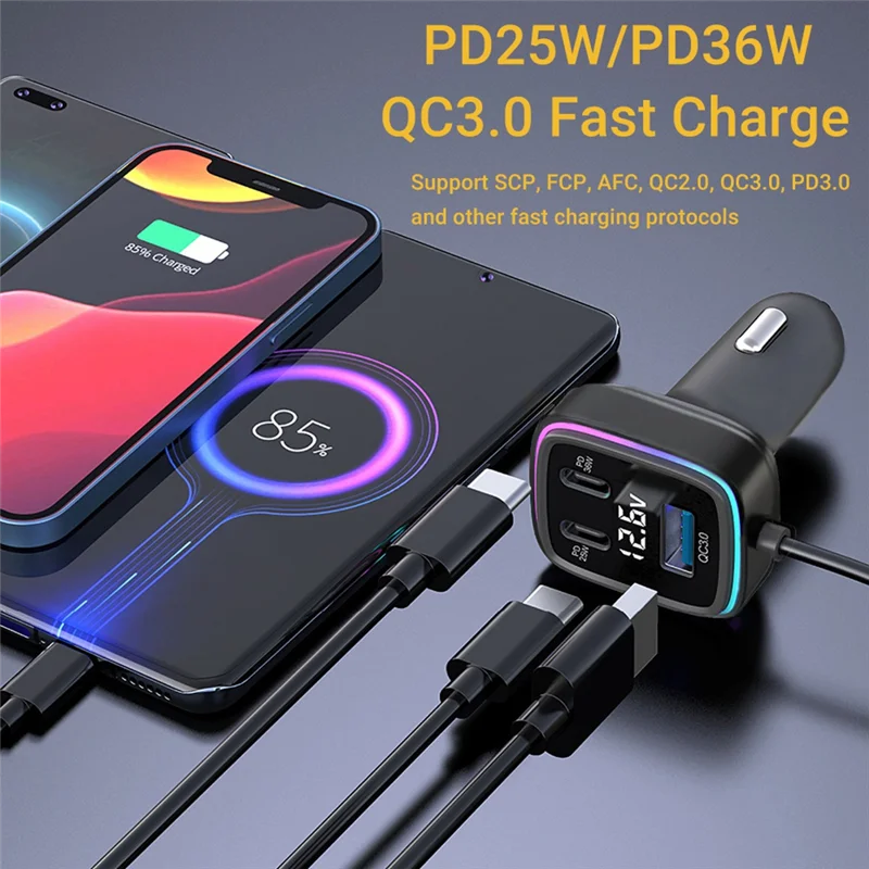 Car Phone Adapter 6-Port Multiport Charger Adapter Voltage Display PD+ QC3.0 USB+ Type C
Car Phone Adapter 6-Port Multiport Charger Adapter Voltage Display PD+ QC3.0 USB+ Type C
