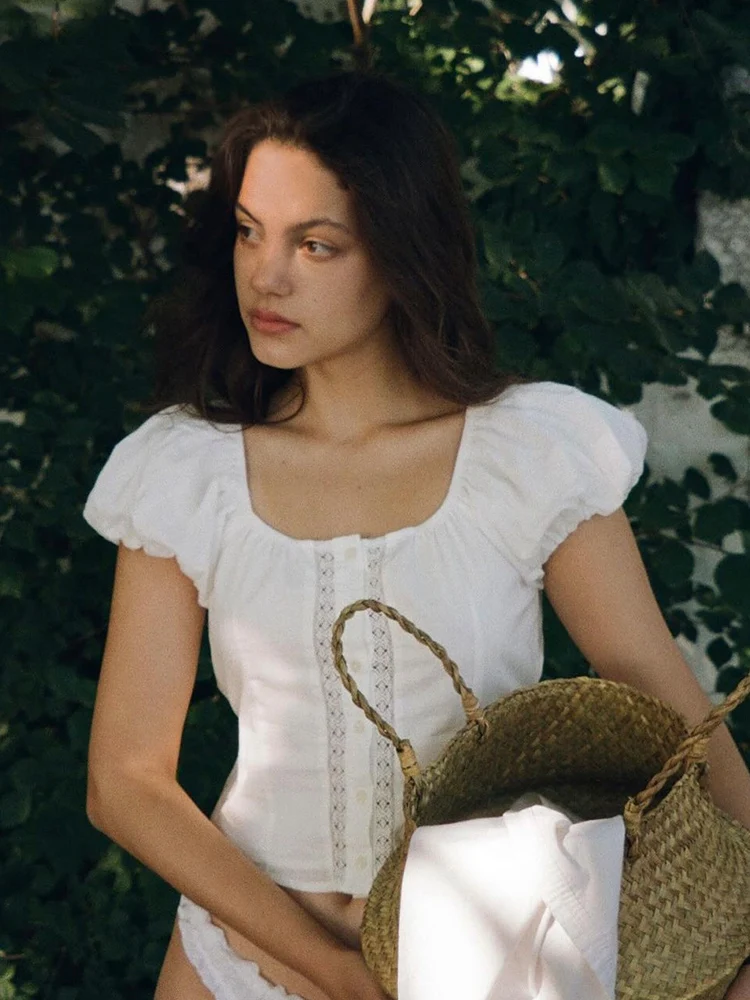 Foridol White Cotton Women Summer Crop Tops Lace Patchwork Short Female Tops Puff Sleeve Square Collar Slim Top Blouse 2025
Foridol White Cotton Women Summer Crop Tops Lace Patchwork Short Female Tops Puff Sleeve Square Collar Slim Top Blouse 2025