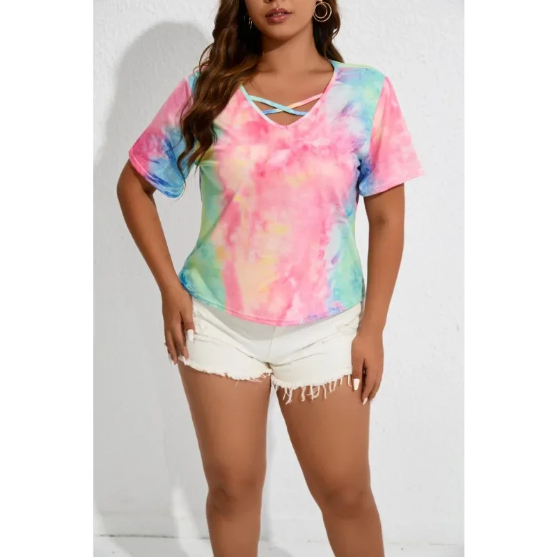Плюс размер 1XL-5XL, женская модная темпераментная футболка, женская футболка с коротким рукавом и v-образным вырезом Tie Dye
Плюс размер 1XL-5XL, женская модная темпераментная футболка, женская футболка с коротким рукавом и v-образным вырезом Tie Dye