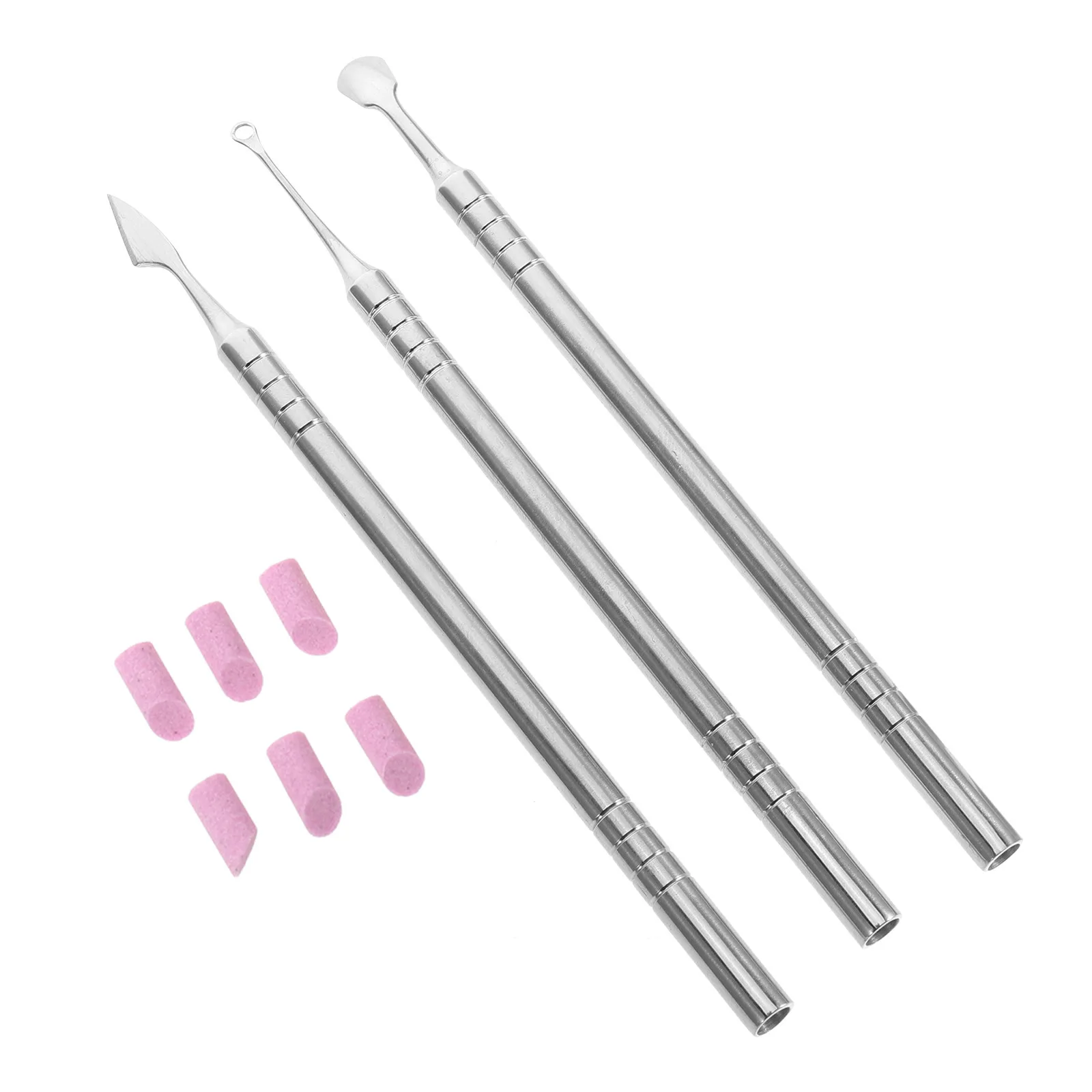 1Set Manicure Nail Care Tools Set Dual-Ended Metal Cuticle Pusher Mirror Finish Salon Grade with 3 Pushers 6 Stone Sticks
1Set Manicure Nail Care Tools Set Dual-Ended Metal Cuticle Pusher Mirror Finish Salon Grade with 3 Pushers 6 Stone Sticks