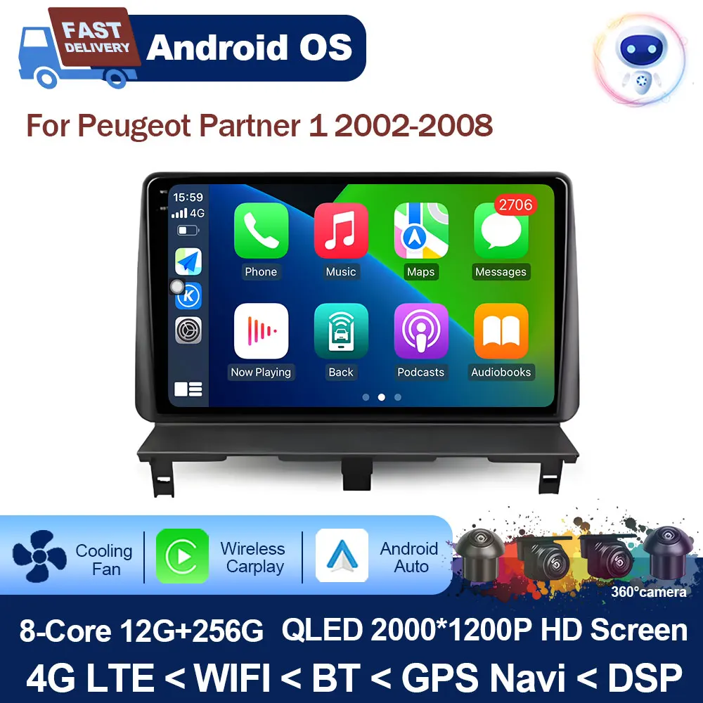 for Peugeot Partner 1 2002 - 2008 Car Accessories Multimedia Radio Player Android System Carplay BT DSP Stereo GPS Navi No 2 din
for Peugeot Partner 1 2002 - 2008 Car Accessories Multimedia Radio Player Android System Carplay BT DSP Stereo GPS Navi No 2 din