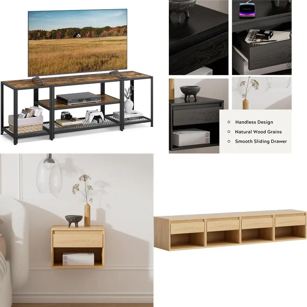 Industrial 3-Tier TV Stand Entertainment Center for 65-Inch TVs, Open Storage Console Table with Modern Design
Industrial 3-Tier TV Stand Entertainment Center for 65-Inch TVs, Open Storage Console Table with Modern Design