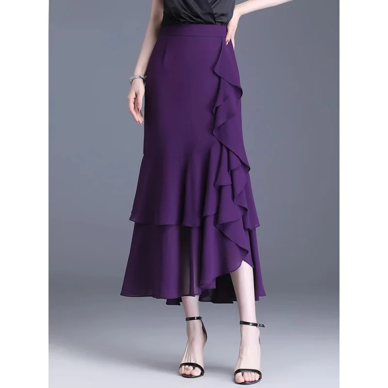 Fashion Irregular Fishtail Chiffon Skirts Women's Elegant High Waist Summer Luxury Party Skirt Female Ruffles Long Skirts
Fashion Irregular Fishtail Chiffon Skirts Women's Elegant High Waist Summer Luxury Party Skirt Female Ruffles Long Skirts