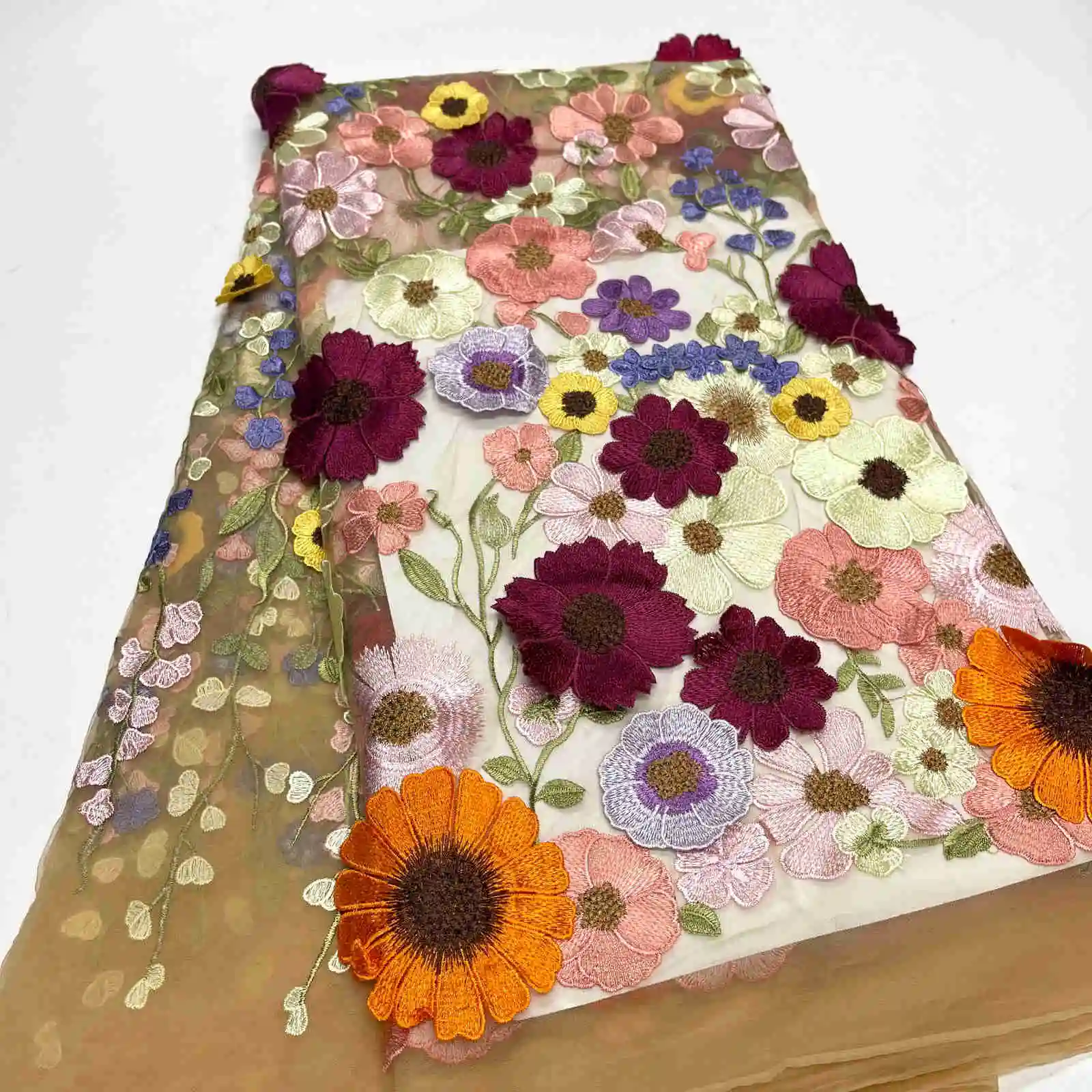 African 3D Lace Fabric High Quality Mesh Embroidery Applique 3D Flower Tulle Nigerian Lace Fabrics For Bridal Party Dresses
African 3D Lace Fabric High Quality Mesh Embroidery Applique 3D Flower Tulle Nigerian Lace Fabrics For Bridal Party Dresses