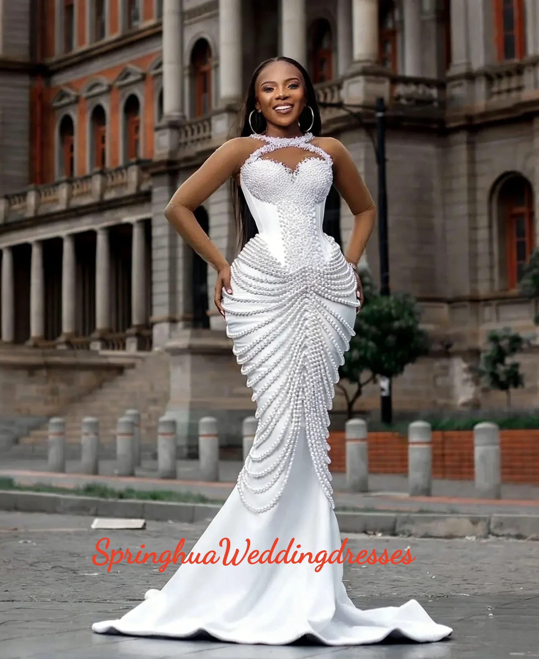 Customized Pearls Beaded Mermaid Wedding Dress 2026 African Bride Long Sleeves Satin Luxury Reception Dresses vestidos de novia
Customized Pearls Beaded Mermaid Wedding Dress 2026 African Bride Long Sleeves Satin Luxury Reception Dresses vestidos de novia
