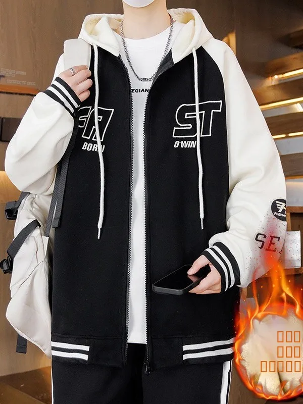 Thiened Fce Baseball Jaet for Men with Hood Autumn Winter Warm Outerwear Casual Street Sle Long Sve Faionable Coat
Thiened Fce Baseball Jaet for Men with Hood Autumn Winter Warm Outerwear Casual Street Sle Long Sve Faionable Coat