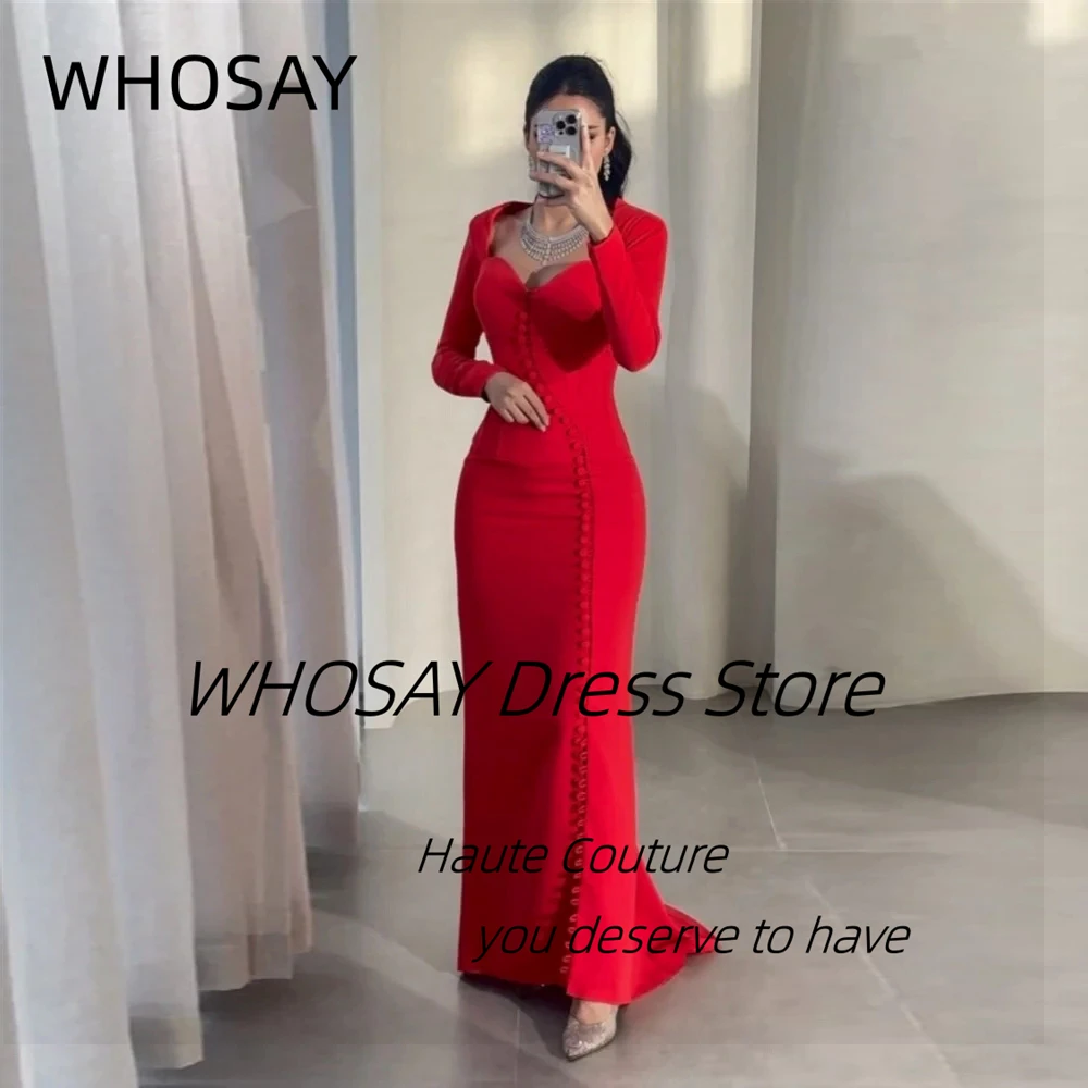 WHOSAY Красные вечерние платья по индивидуальному заказу с квадратным вырезом и длинными рукавами, платье для выпускного вечера с пуговицами, специальные платья для дня рождения
WHOSAY Красные вечерние платья по индивидуальному заказу с квадратным вырезом и длинными рукавами, платье для выпускного вечера с пуговицами, специальные платья для дня рождения