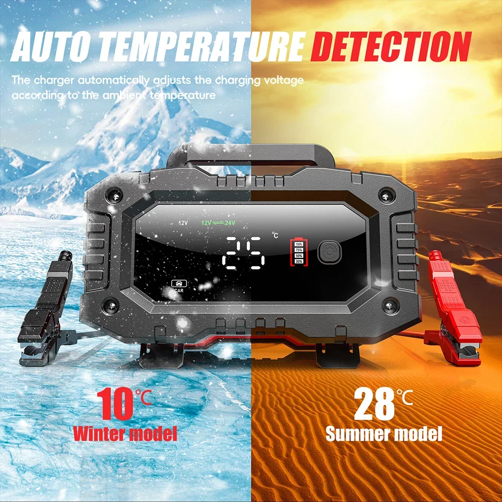 FOXSUR 20A/10A Car Motorcycle Battery Charger 12V/24V Smart Charger Lithium AGM GEL Lead-Acid LiFePO4 Battery Chargers1 Set
FOXSUR 20A/10A Car Motorcycle Battery Charger 12V/24V Smart Charger Lithium AGM GEL Lead-Acid LiFePO4 Battery Chargers1 Set