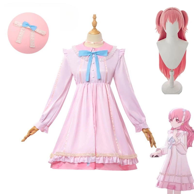 ANIMECC Momoi Airi, красочный сценический аниме-проект Sekai X Sanrioo, розовое платье для косплея, парик, наряды для вечеринки на Хэллоуин для женщин
ANIMECC Momoi Airi, красочный сценический аниме-проект Sekai X Sanrioo, розовое платье для косплея, парик, наряды для вечеринки на Хэллоуин для женщин