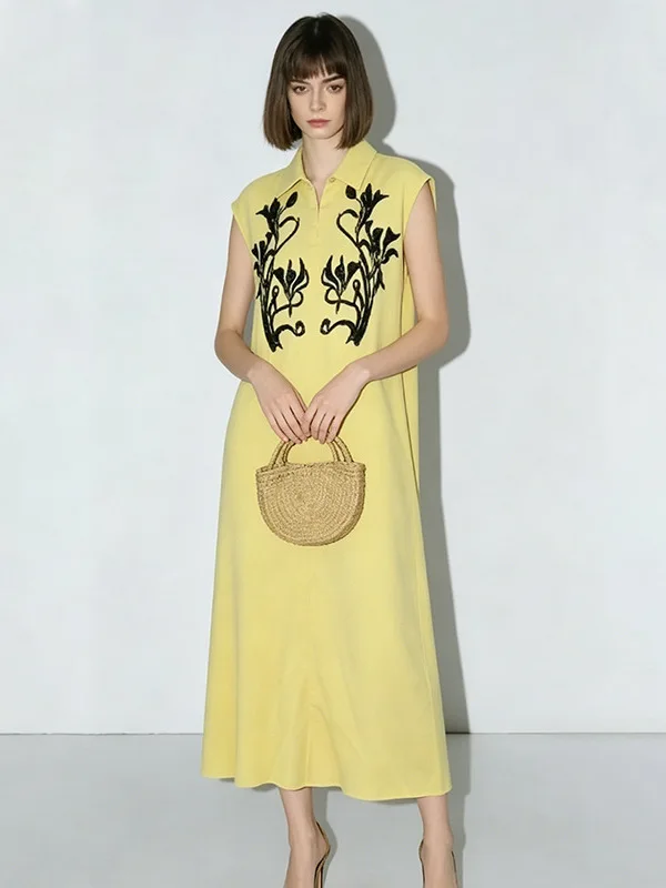 Elegant Style Loose Sleeveless Embroidered Long Dress Women's Summer Fashion Casual Straight Cut Polyester Dress
Elegant Style Loose Sleeveless Embroidered Long Dress Women's Summer Fashion Casual Straight Cut Polyester Dress