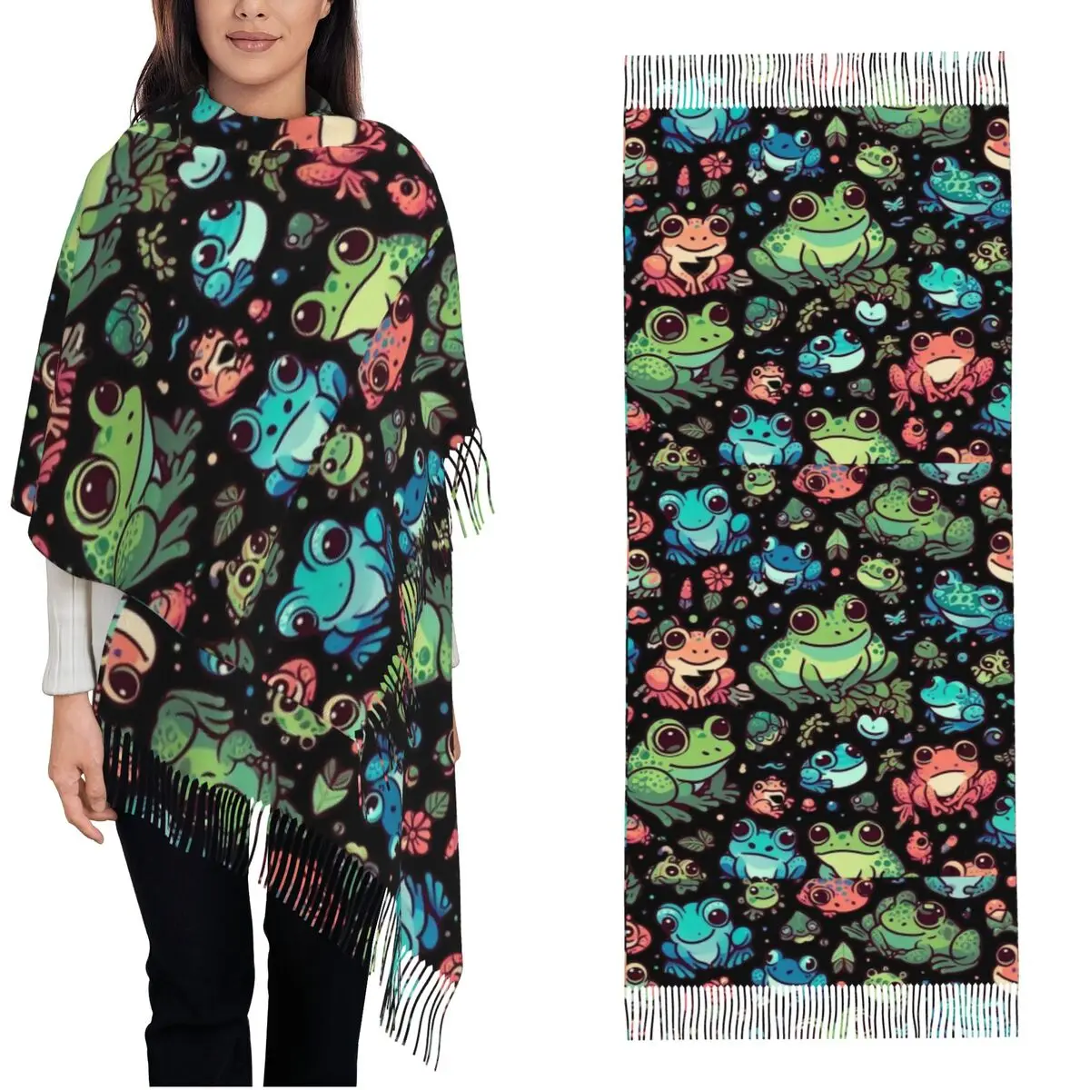 Красочный шарф с изображением лягушки и длинной кисточкой, теплая мягкая шаль, мужские и женские головные уборы на заказ, шарфы, зимняя роскошная брендовая бандана
Красочный шарф с изображением лягушки и длинной кисточкой, теплая мягкая шаль, мужские и женские головные уборы на заказ, шарфы, зимняя роскошная брендовая бандана