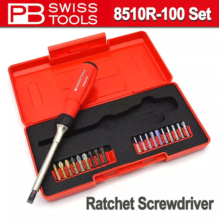 PB SWISS TOOLS Multi Bit Ratcheting Screwdriver Set for Quick Bits Changes Bit Holder with Ratchet Handle NO.8510 R-100 Set
PB SWISS TOOLS Multi Bit Ratcheting Screwdriver Set for Quick Bits Changes Bit Holder with Ratchet Handle NO.8510 R-100 Set