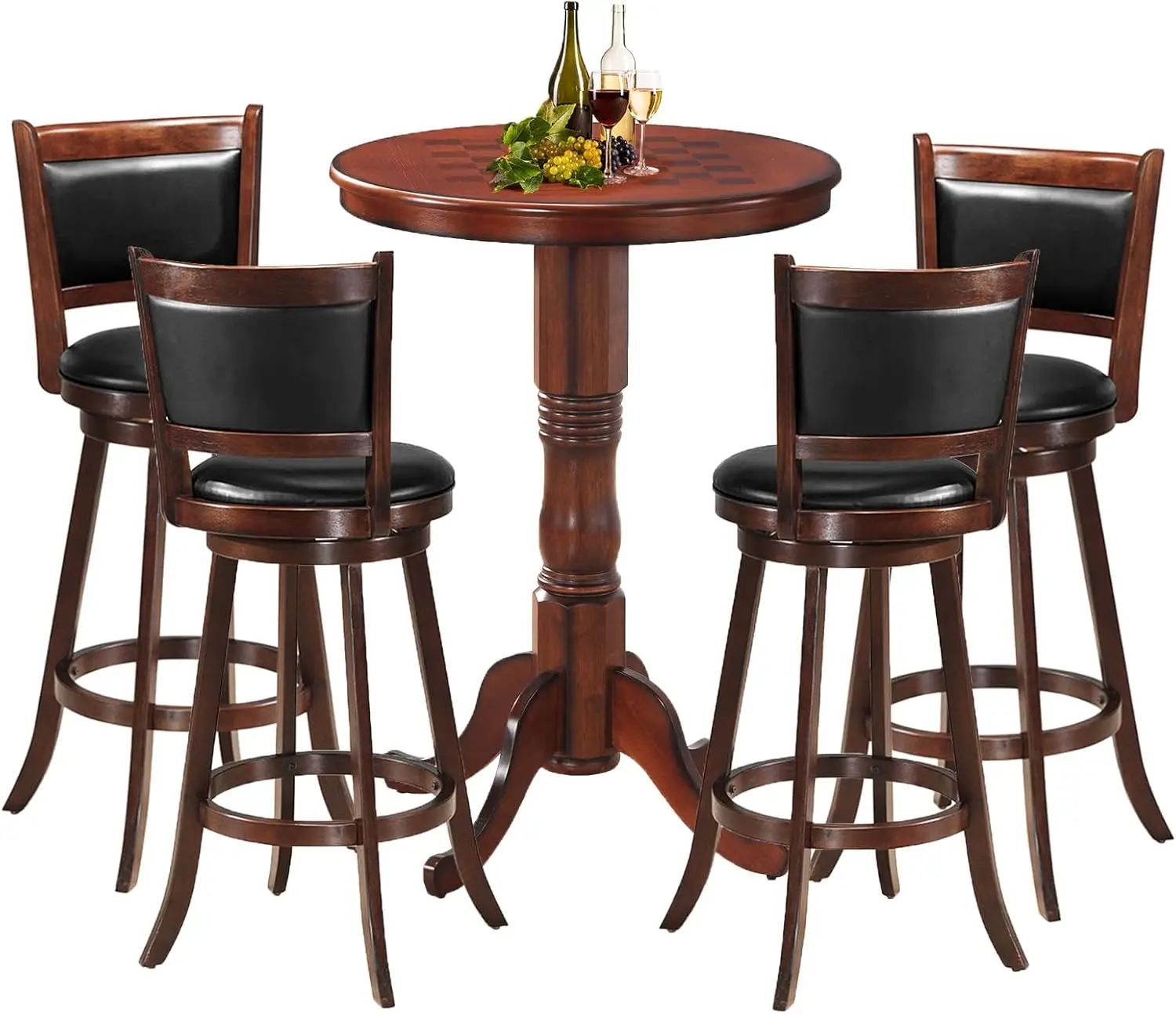 Ergomaster 5-Piece Dining Table Set For 4, Compact Round Table With Swivel Bar Stools, Retro Style Kitchen And Dining Room
Ergomaster 5-Piece Dining Table Set For 4, Compact Round Table With Swivel Bar Stools, Retro Style Kitchen And Dining Room