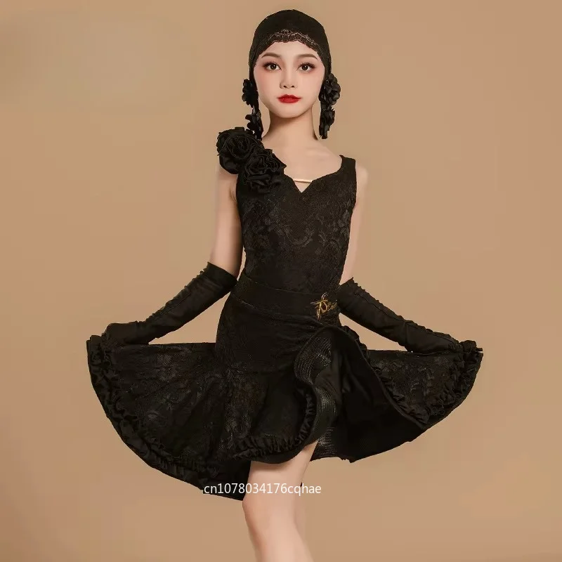 Girl child High-end ball gown Latindance dress new training suit performance dress lace and tulle fishbone half-length skirt set
Girl child High-end ball gown Latindance dress new training suit performance dress lace and tulle fishbone half-length skirt set