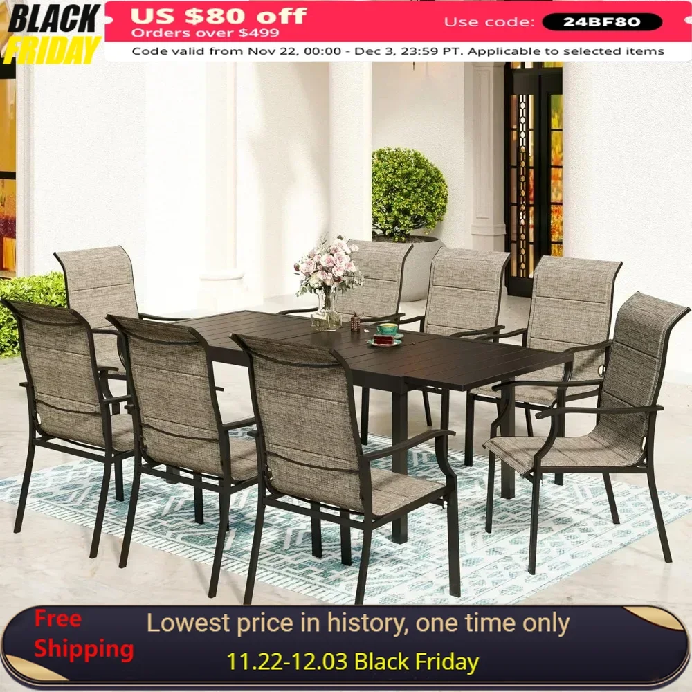 9 Piece Patio Dining Sets, with Rectangular Patio Dining Table and 8 Patio Dining Chairs, Metal Outdoor Table and Chairs Set
9 Piece Patio Dining Sets, with Rectangular Patio Dining Table and 8 Patio Dining Chairs, Metal Outdoor Table and Chairs Set