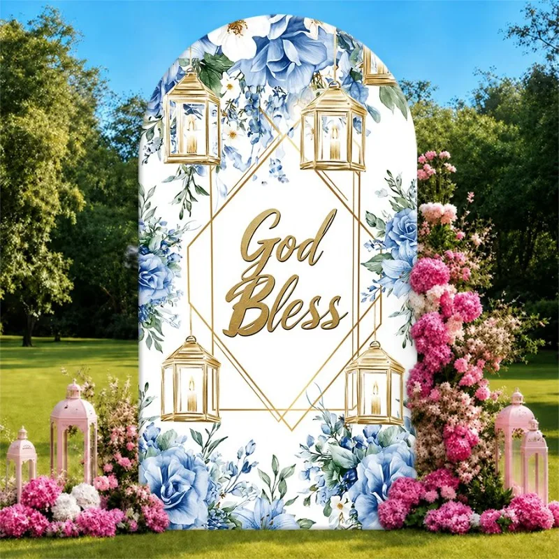 Single Side Arch Backdrop Cover Elegant Blue Floral Arch Background for Wedding or Celebration Decor with Golden Lanterns
Single Side Arch Backdrop Cover Elegant Blue Floral Arch Background for Wedding or Celebration Decor with Golden Lanterns