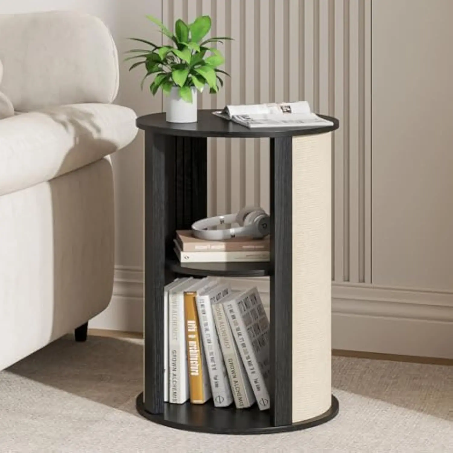Black Round Side Table for Sofa, 2 层 Wooden Boho Couch End Table with Storage, Adjustable Shelf, Farmhouse Bedside Night Sta
Black Round Side Table for Sofa, 2 层 Wooden Boho Couch End Table with Storage, Adjustable Shelf, Farmhouse Bedside Night Sta