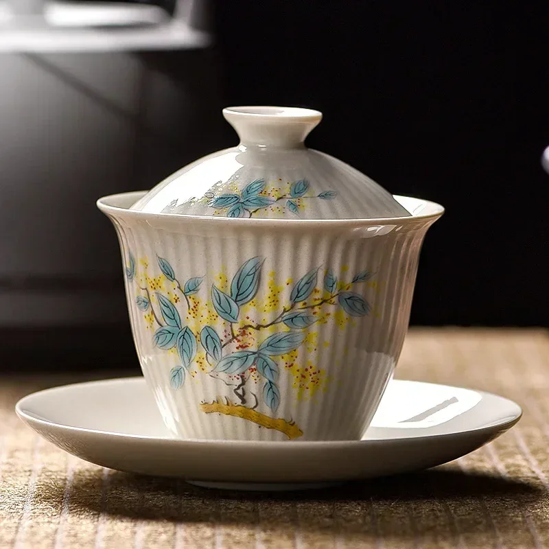 Серый чайный сервиз кунг-фу в полоску из травы и дерева, элегантный Гайвань, китайская керамическая чаша, чайник, церемония, прикрытые миски, цветы 
Серый чайный сервиз кунг-фу в полоску из травы и дерева, элегантный Гайвань, китайская керамическая чаша, чайник, церемония, прикрытые миски, цветы