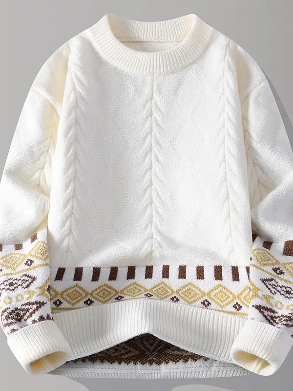 Мужской зимний трикотажный свитер с круглым вырезом, винтажный цветочный узор, длинный рукав, базовый слой, повседневная одежда, полиэстер, комфортная посадка
Мужской зимний трикотажный свитер с круглым вырезом, винтажный цветочный узор, длинный рукав, базовый слой, повседневная одежда, полиэстер, комфортная посадка