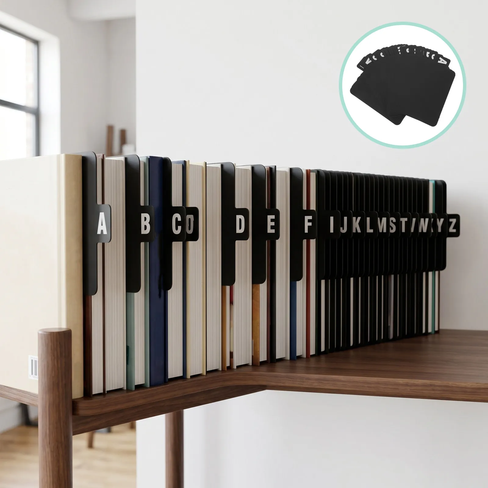 26Pcs Library Book Dividers A-Z Black Plastic Index Tab Dividers with Clear Lettering for Textbooks Novels Records Albums Office
26Pcs Library Book Dividers A-Z Black Plastic Index Tab Dividers with Clear Lettering for Textbooks Novels Records Albums Office